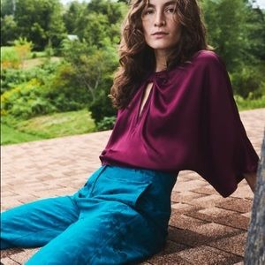 Knotted satin Zara blouse